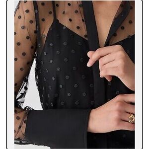 J Crew Sheer button up with camisole in dot print, new, 16